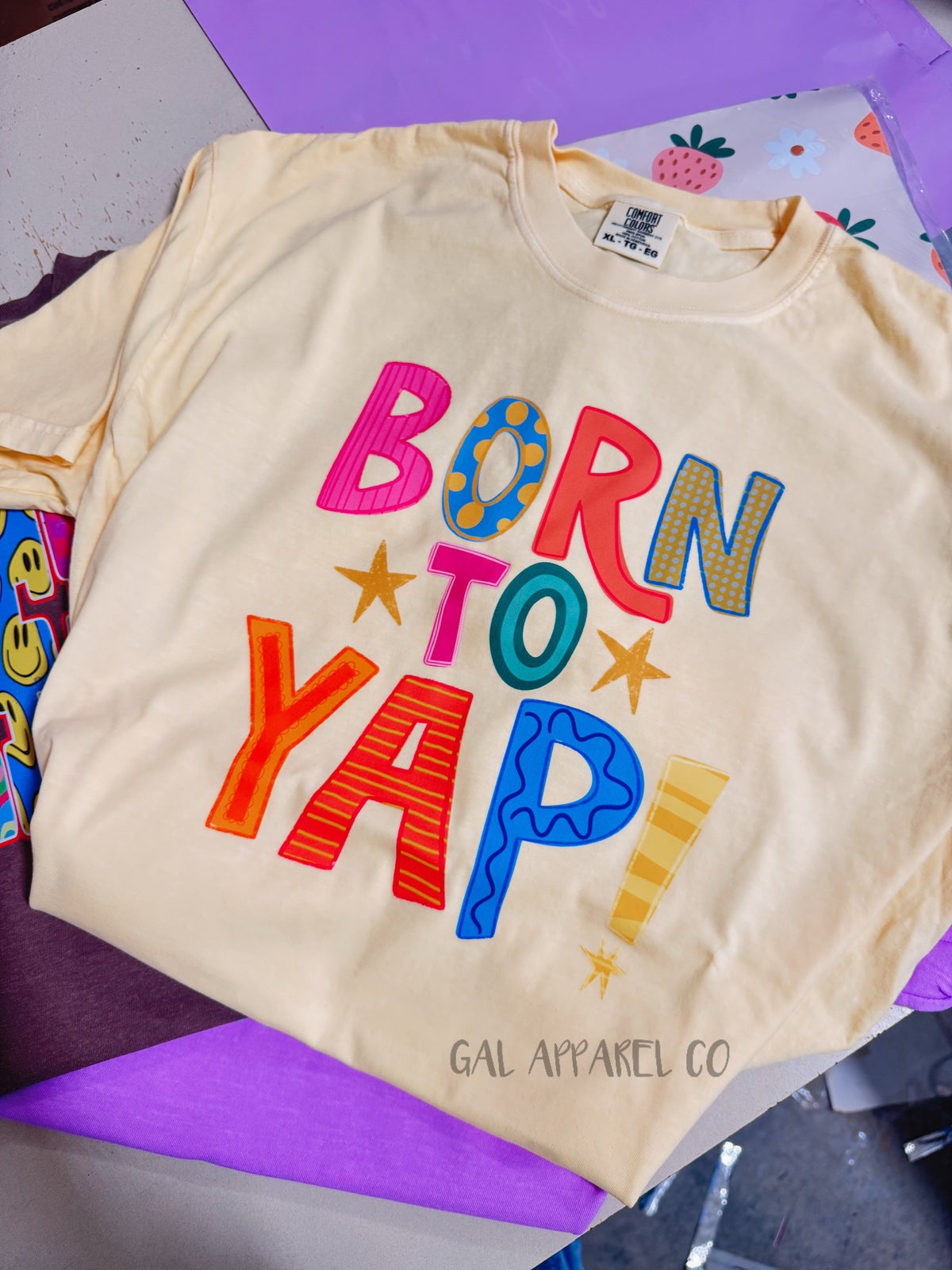 Born to Yap Graphic Tee | Funny Yapper Shirt | Trendy Graphic Tee | Colorful Retro Tee | Funny Saying Shirt | Comfort Colors Tee Gunpowder and Lace Boutique Nac