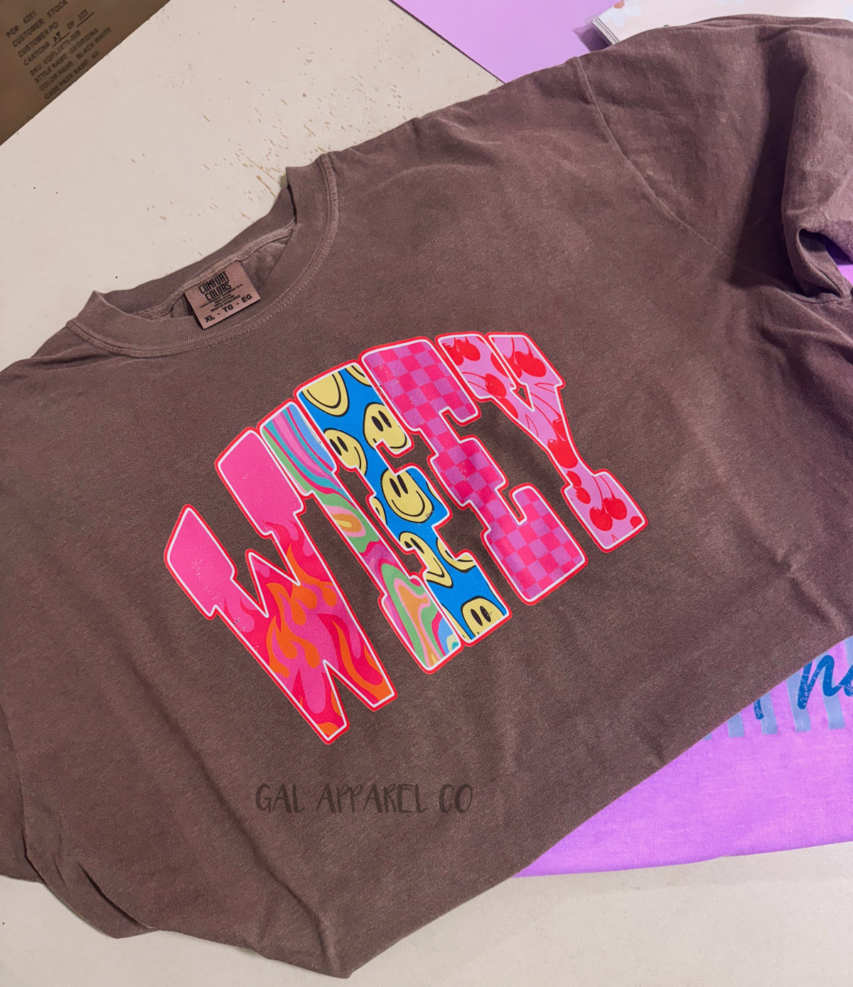 Wifey Graphic Tee | Trendy Wife Shirt | Colorful Wifey Tee | Retro Smiley Face Shirt | Cute Wife Gift | Comfort Colors Tee Gunpowder and Lace Boutique Nac