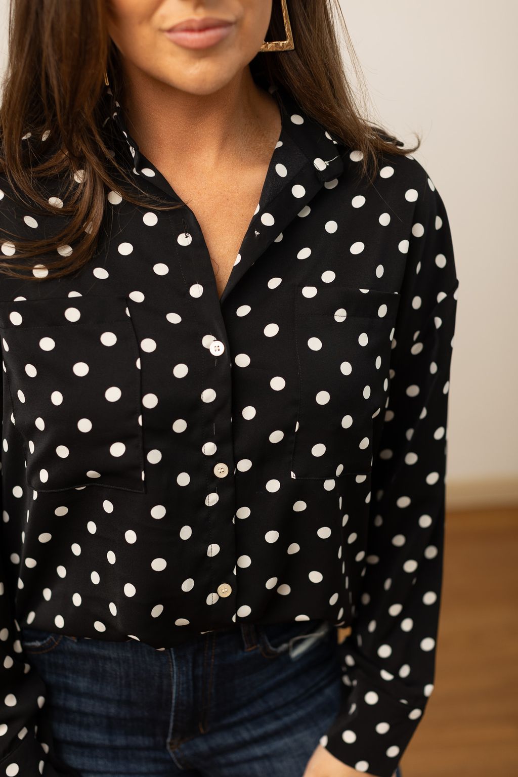 Kathryn Classic Button-Up, Polka-Dot Grace+Emma