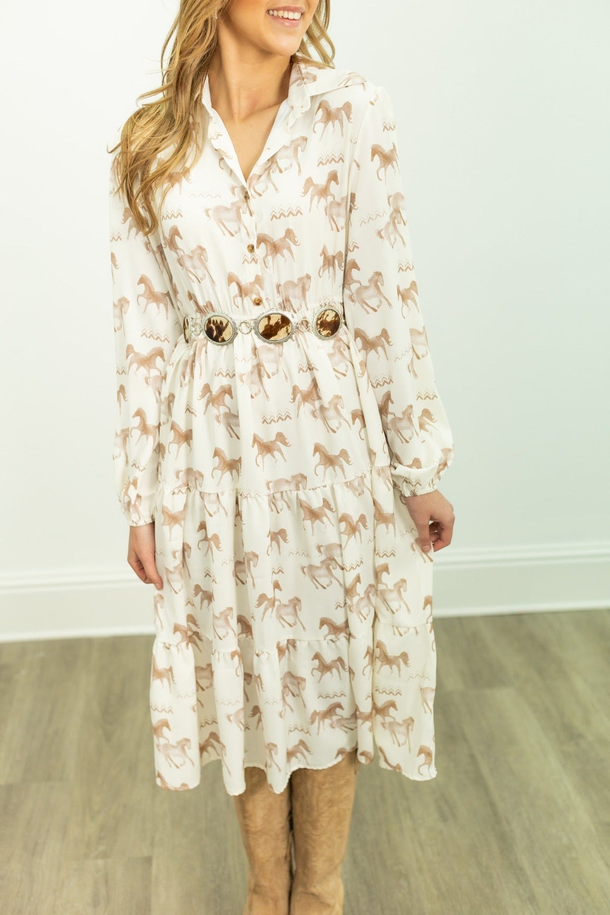 Horse Print Shirt Dress Grace+Emma