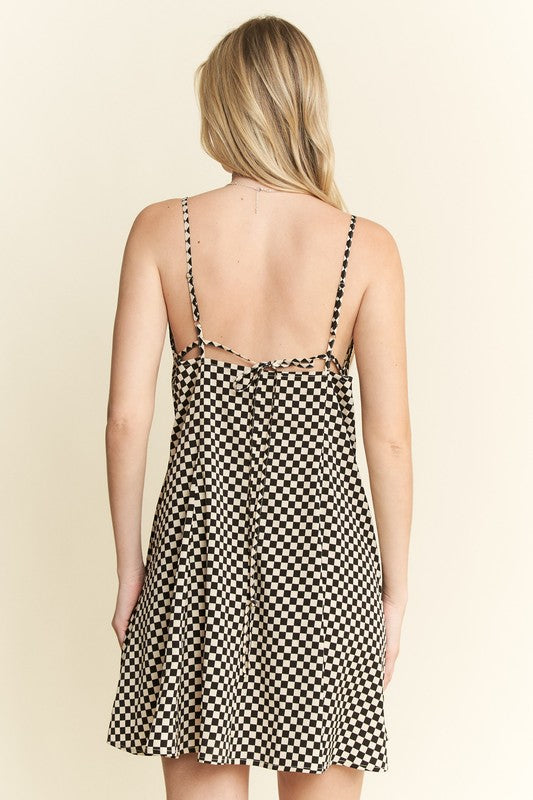 CHECKERED SLEEVELESS DRESS