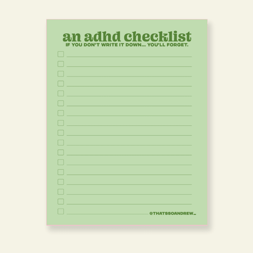 An ADHD Checklist - Snarky & Colorful Notepad - Poppy & Vine