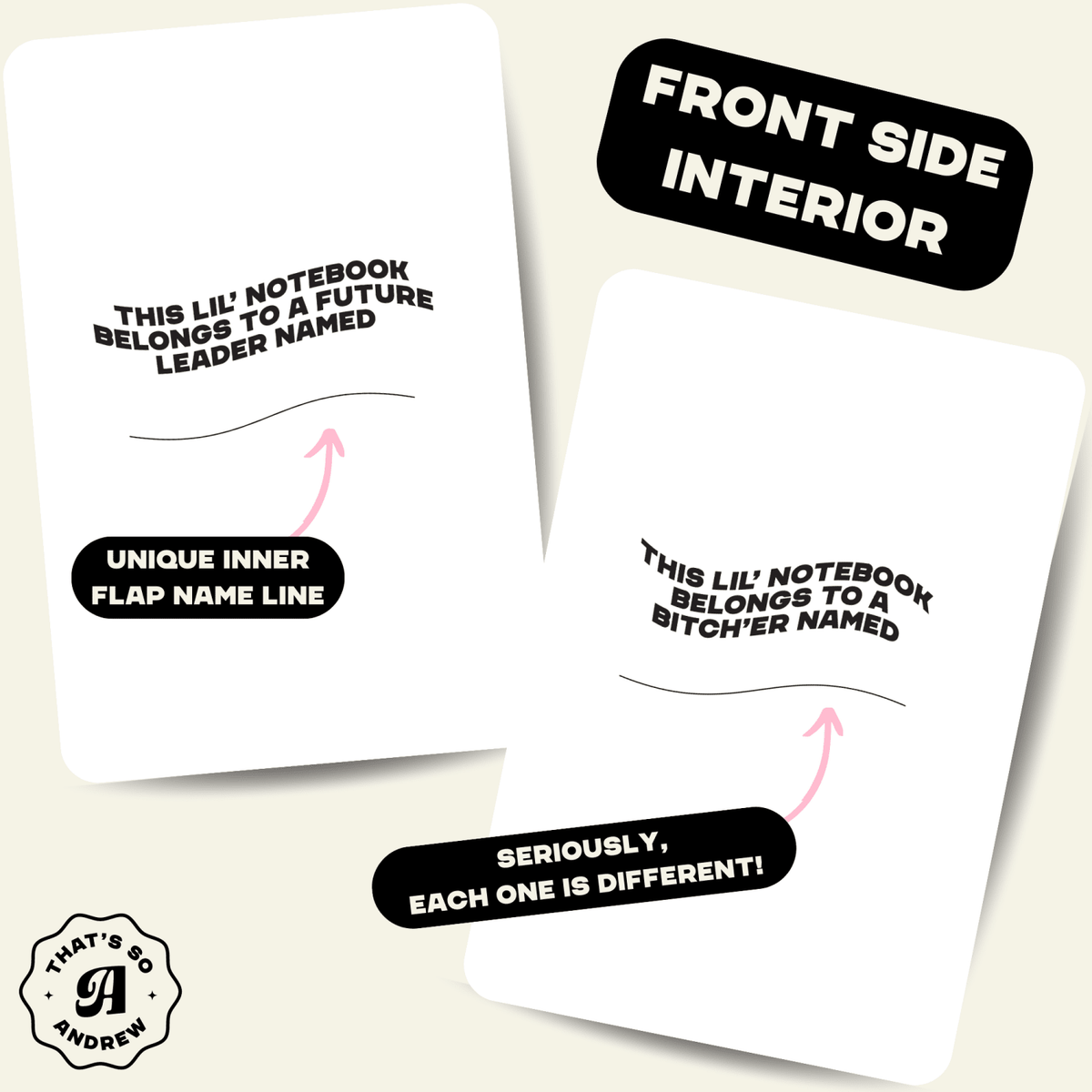 Bad Bitch Thoughts | Pocket Journal, Mini Notebook, Mini Journal - Poppy & Vine