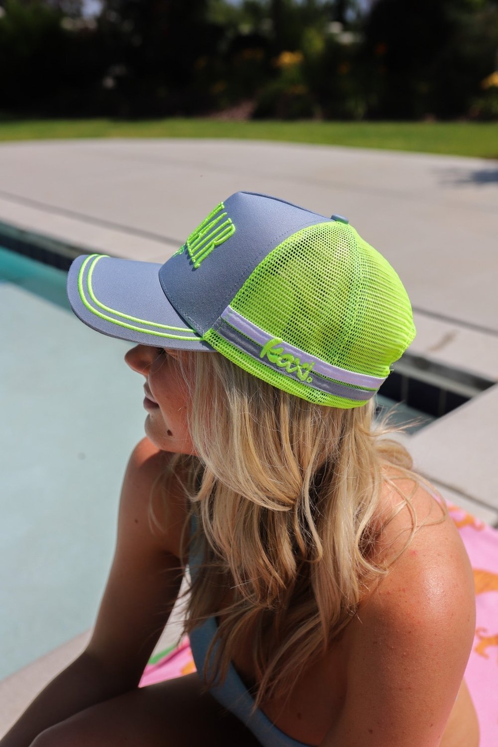 BAD HAIR DAY NEON MESH TRUCKER HAT - Poppy & Vine