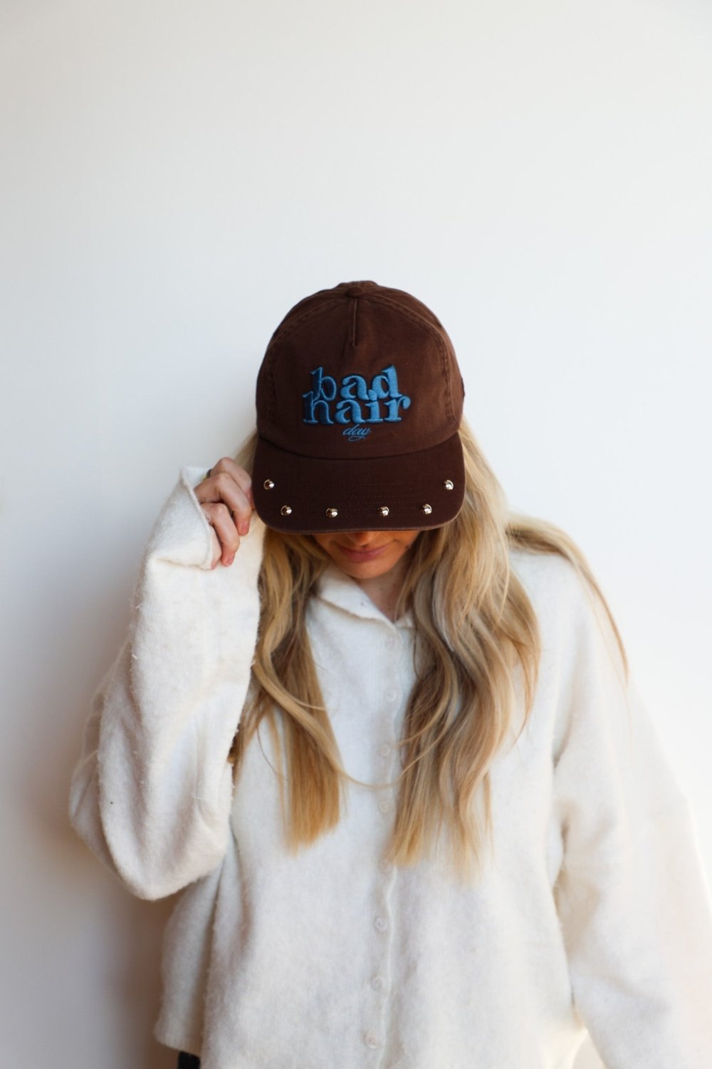 BAD HAIR DAY STUDDED BASEBALL CAP - Poppy & Vine