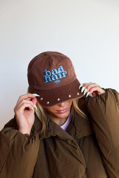 BAD HAIR DAY STUDDED BASEBALL CAP - Poppy & Vine