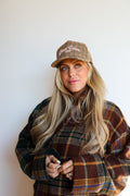 BAD HAIR DAY TWEED HOUNDSTOOTH TRUCKER HAT - Poppy & Vine