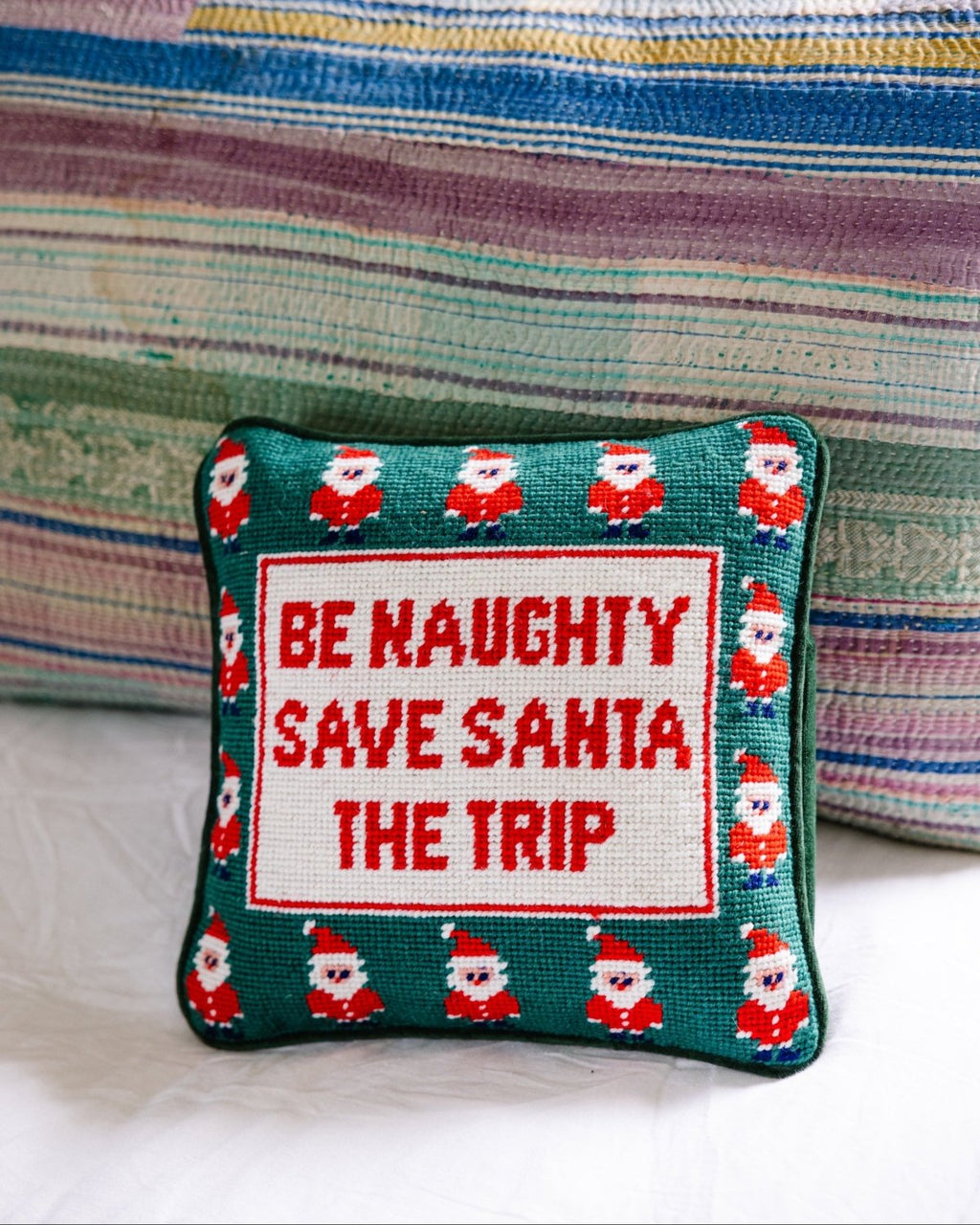 Be Naughty Needlepoint Pillow - Poppy & Vine