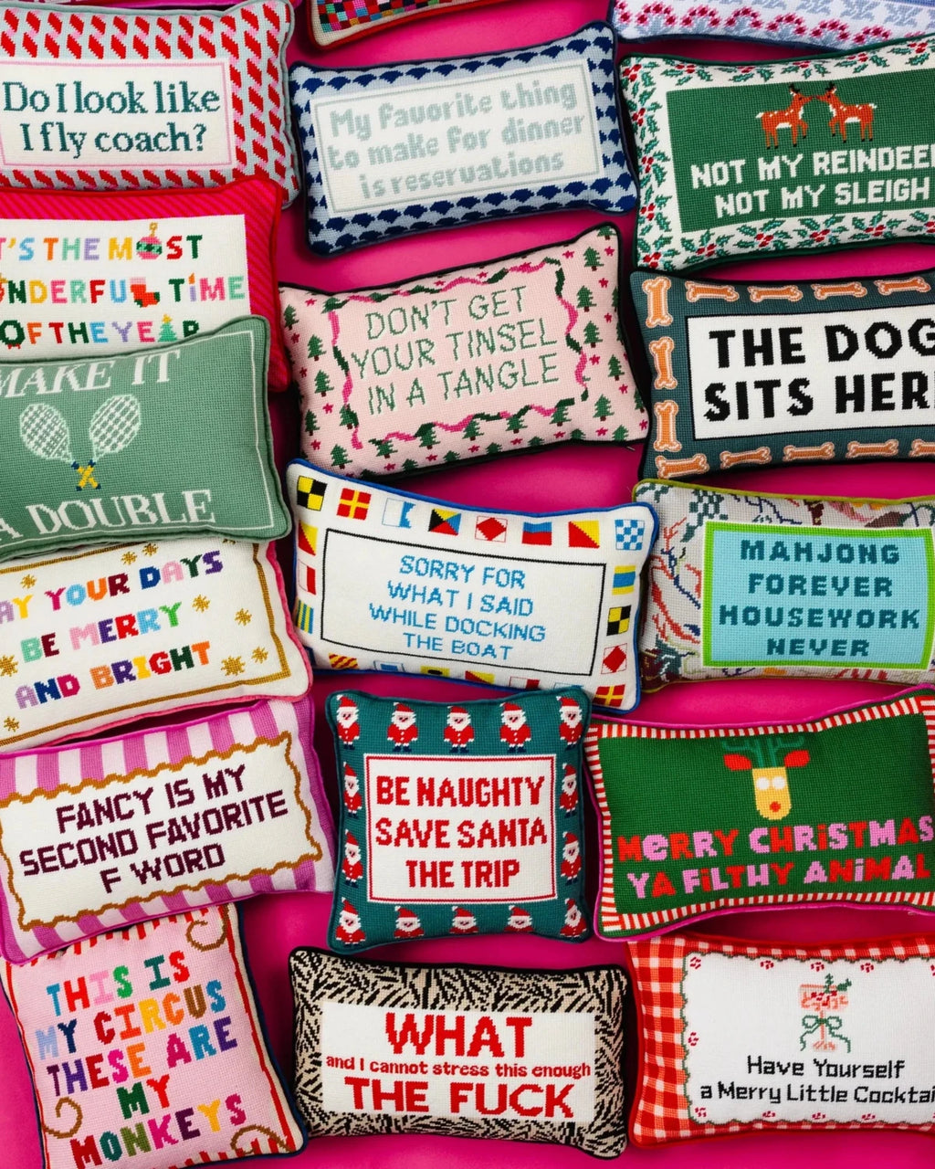 Be Naughty Needlepoint Pillow - Poppy & Vine