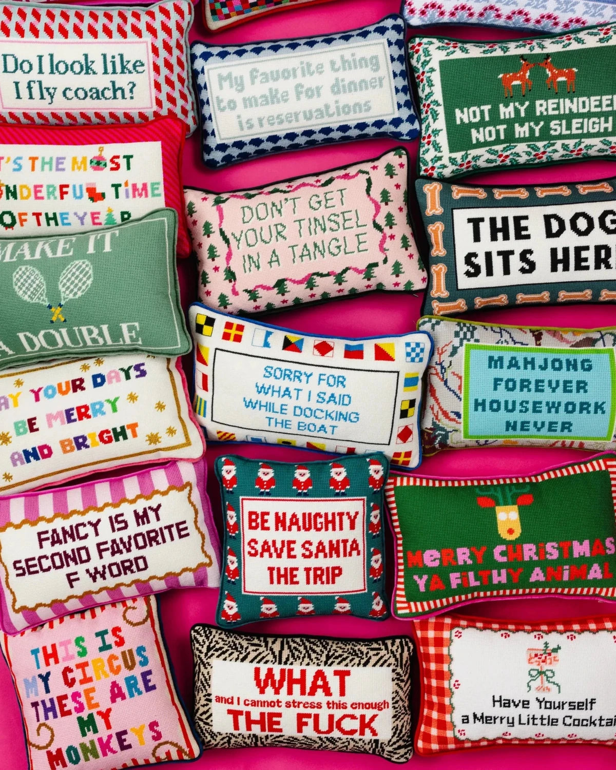 Be Naughty Needlepoint Pillow - Poppy & Vine