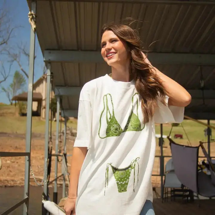 BIKINI TEE - Green Paisley - Poppy & Vine