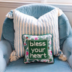 Bless Your Heart Needlepoint Pillow - Poppy & Vine