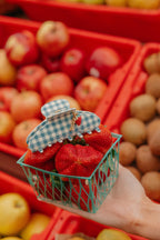 BLUE GINGHAM STRAWBERRY CHARM CLAW - Poppy & Vine