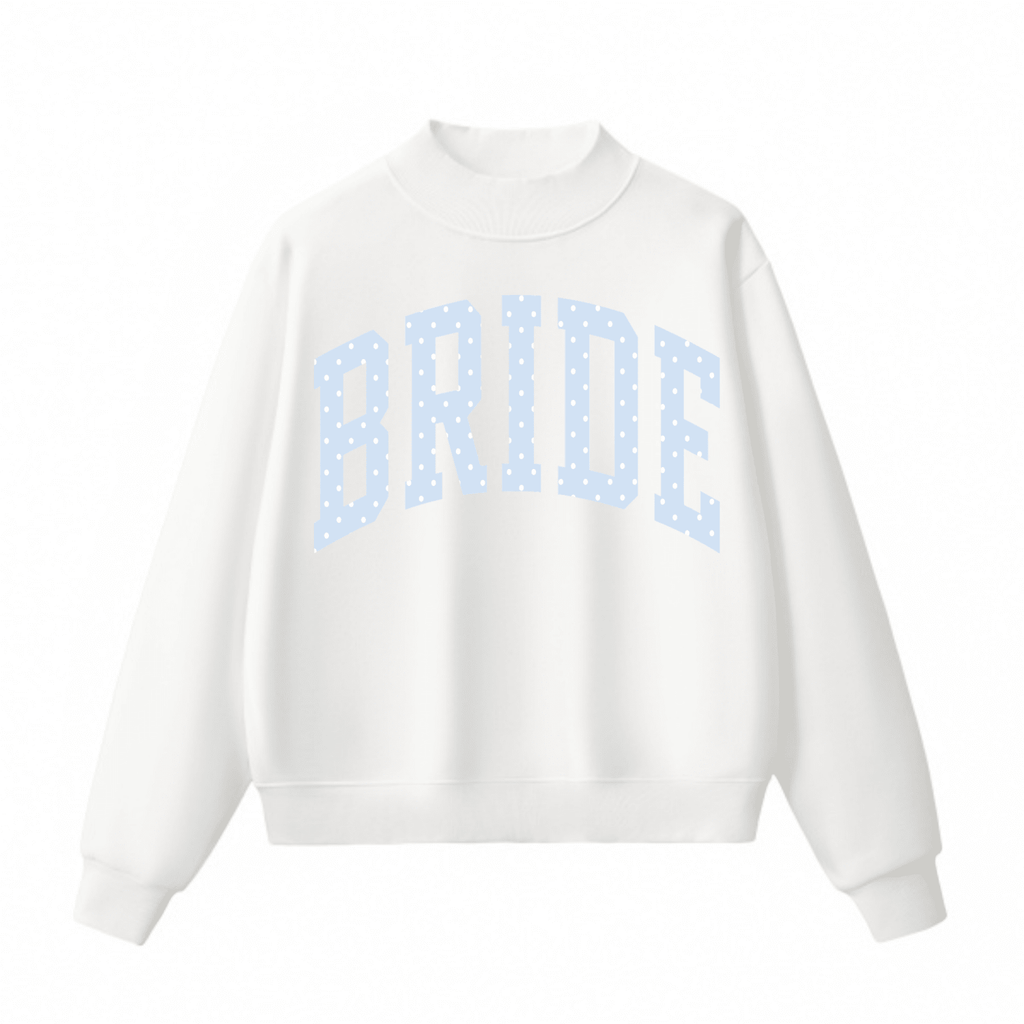 Bride Polka Dot Mock Neck Sweatshirt | Oversized Bridal Crewneck - Poppy & Vine