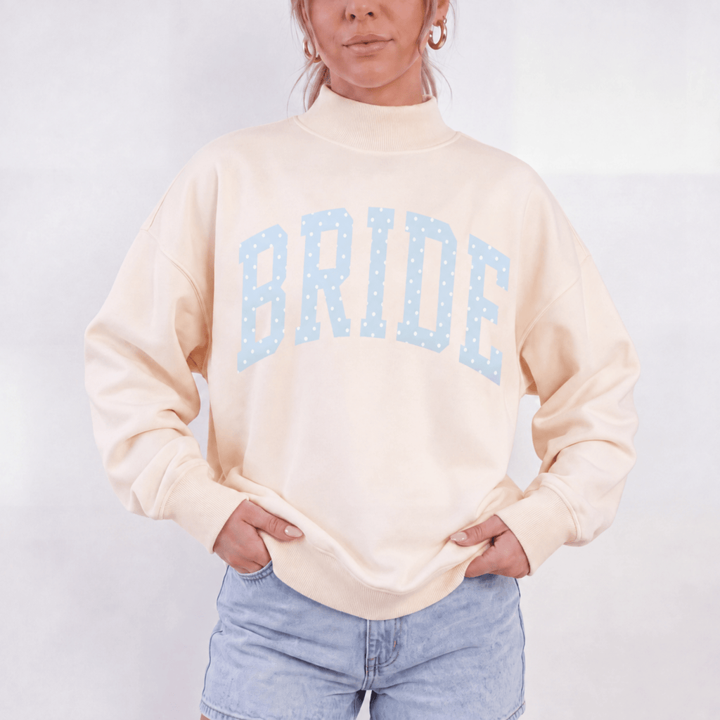 Bride Polka Dot Mock Neck Sweatshirt | Oversized Bridal Crewneck - Poppy & Vine