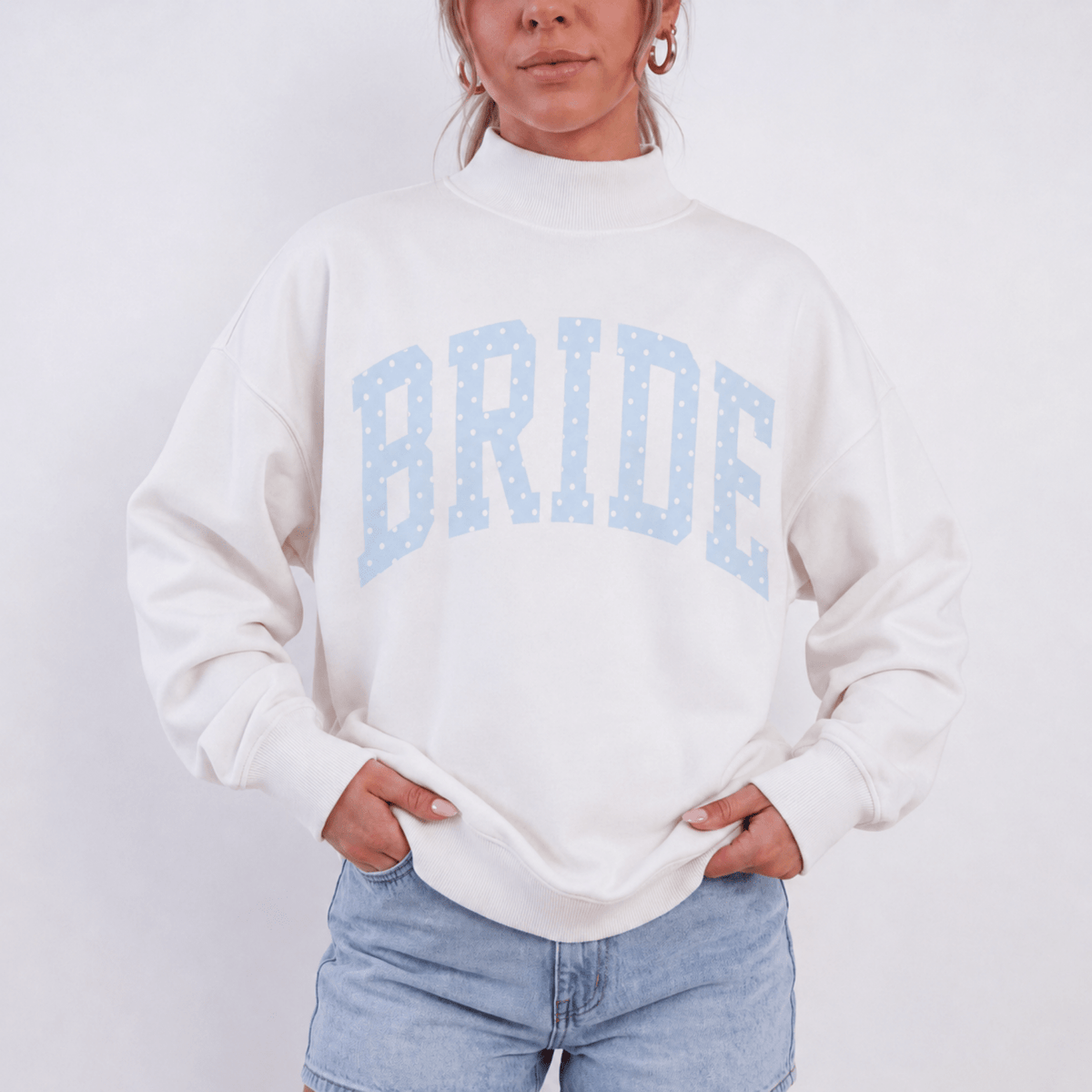 Bride Polka Dot Mock Neck Sweatshirt | Oversized Bridal Crewneck - Poppy & Vine