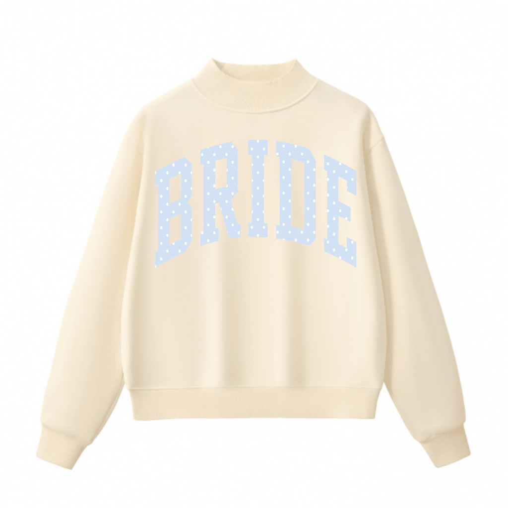 Bride Polka Dot Mock Neck Sweatshirt | Oversized Bridal Crewneck - Poppy & Vine