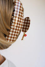 BROWN GINGHAM TOMATO CHARM CLAW - Poppy & Vine