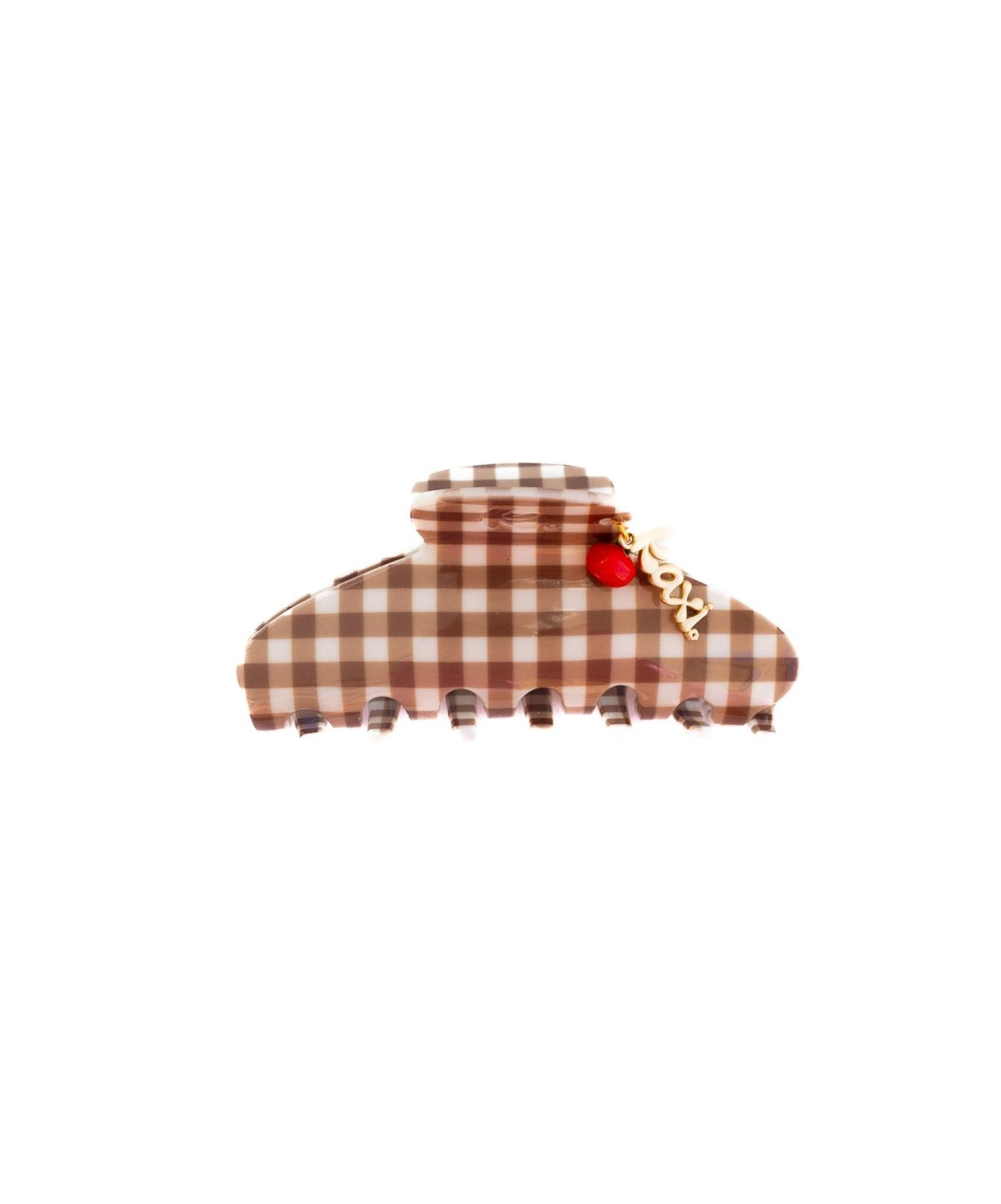 BROWN GINGHAM TOMATO CHARM CLAW - Poppy & Vine