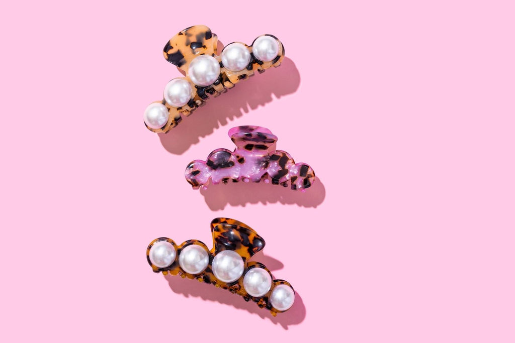 Brown Tortoise Pearl Claw Clip - Poppy & Vine