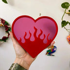 Burning Love Flame Heart Acrylic Wall Mirror - Poppy & Vine