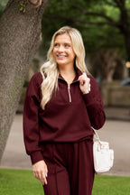 Butter Soft Quarter-Zip Top, Maroon - Poppy & Vine