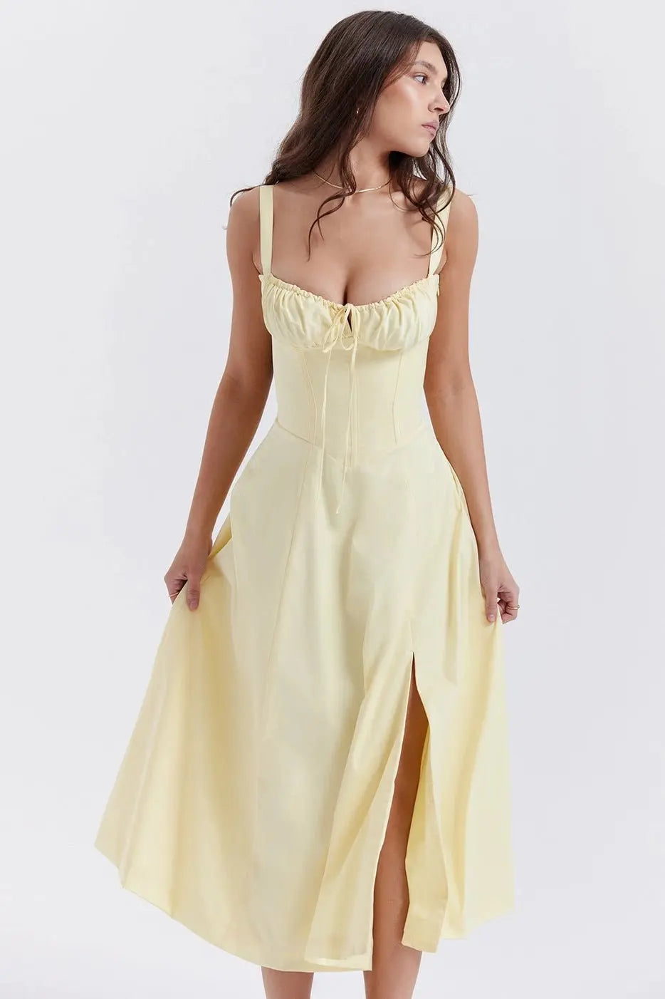 Butter Yellow French Midi Dress - Poppy & Vine