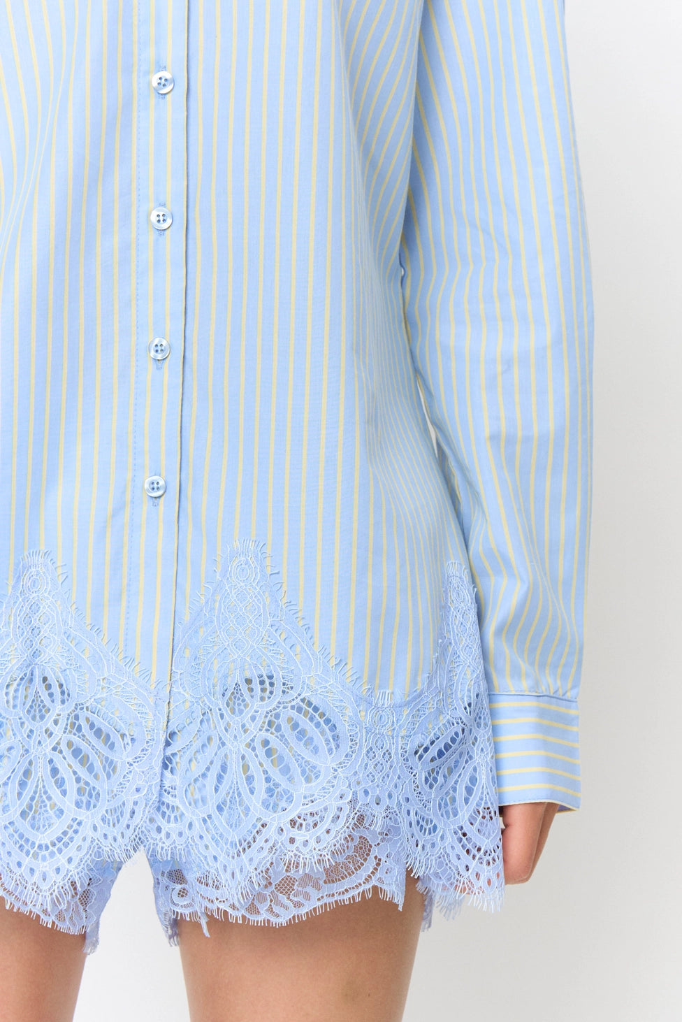 Scallop Lace Hem Button-Front Blouse