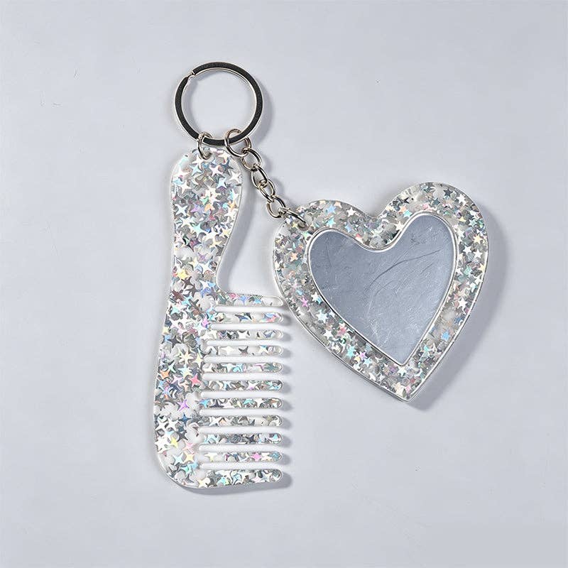 Vintage Glitter Heart Shaped Keychain