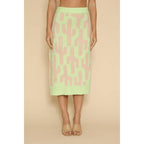 Cactus Knit Midi Skirt | Green Intarsia Cactus Sweater Skirt | Boho Desert Knit Skirt - Poppy & Vine