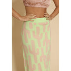 Cactus Knit Midi Skirt | Green Intarsia Cactus Sweater Skirt | Boho Desert Knit Skirt - Poppy & Vine