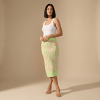 Cactus Knit Midi Skirt | Green Intarsia Cactus Sweater Skirt | Boho Desert Knit Skirt - Poppy & Vine