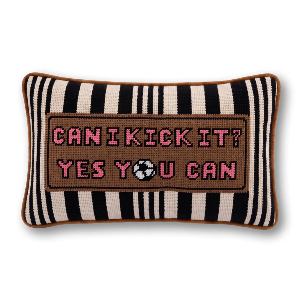 Can I Kick It Needlepoint Pillow - Poppy & Vine