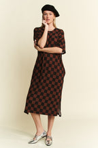 Ribbed Checkered Comfort Dress