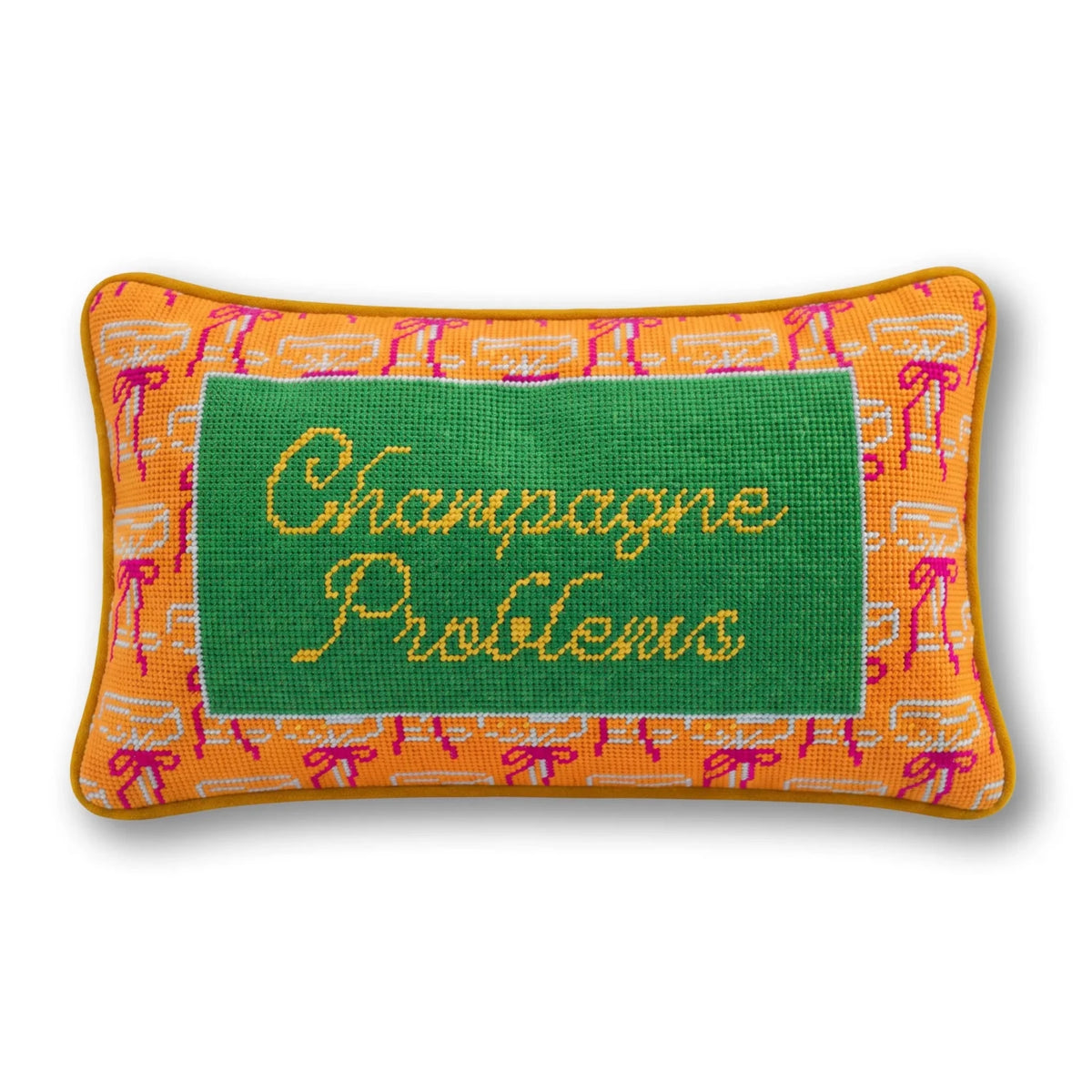 Champagne Problems Needlepoint Pillow - Poppy & Vine