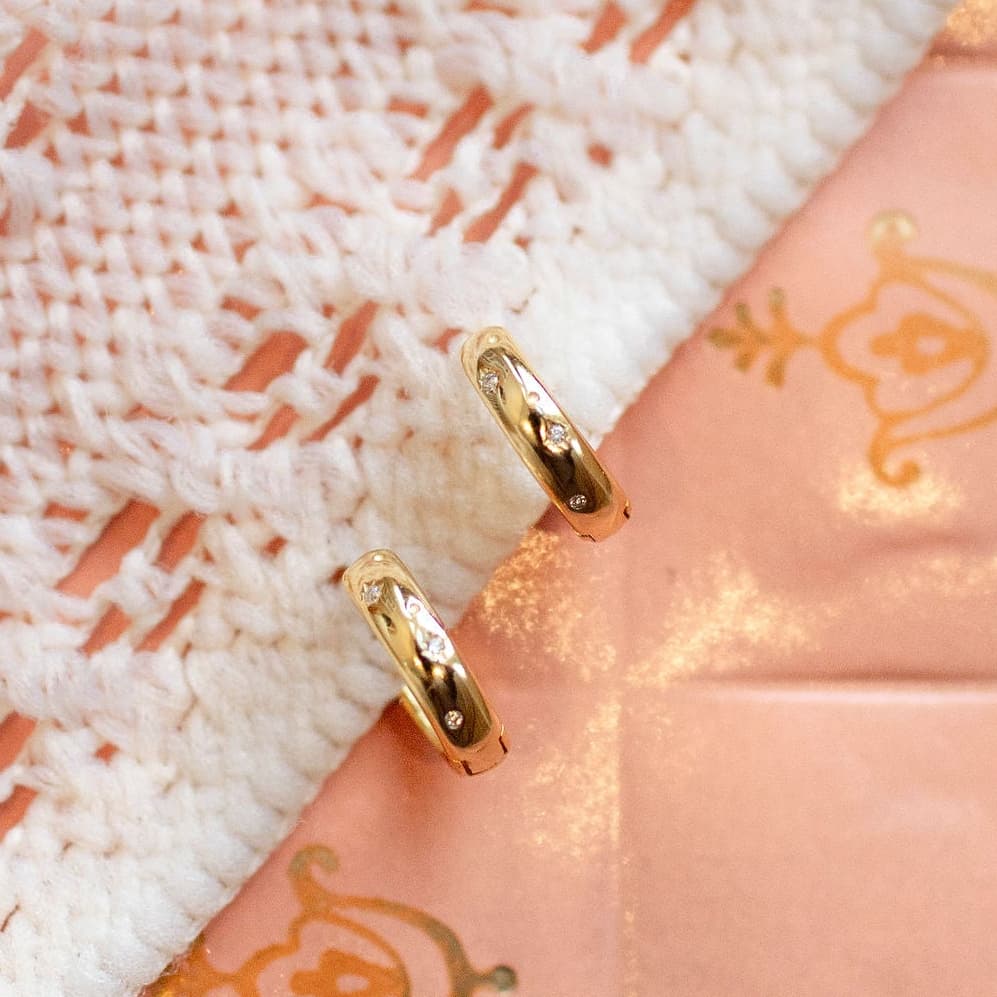 Charli Diamond & Gold Polka Dot Hoops - Poppy & Vine