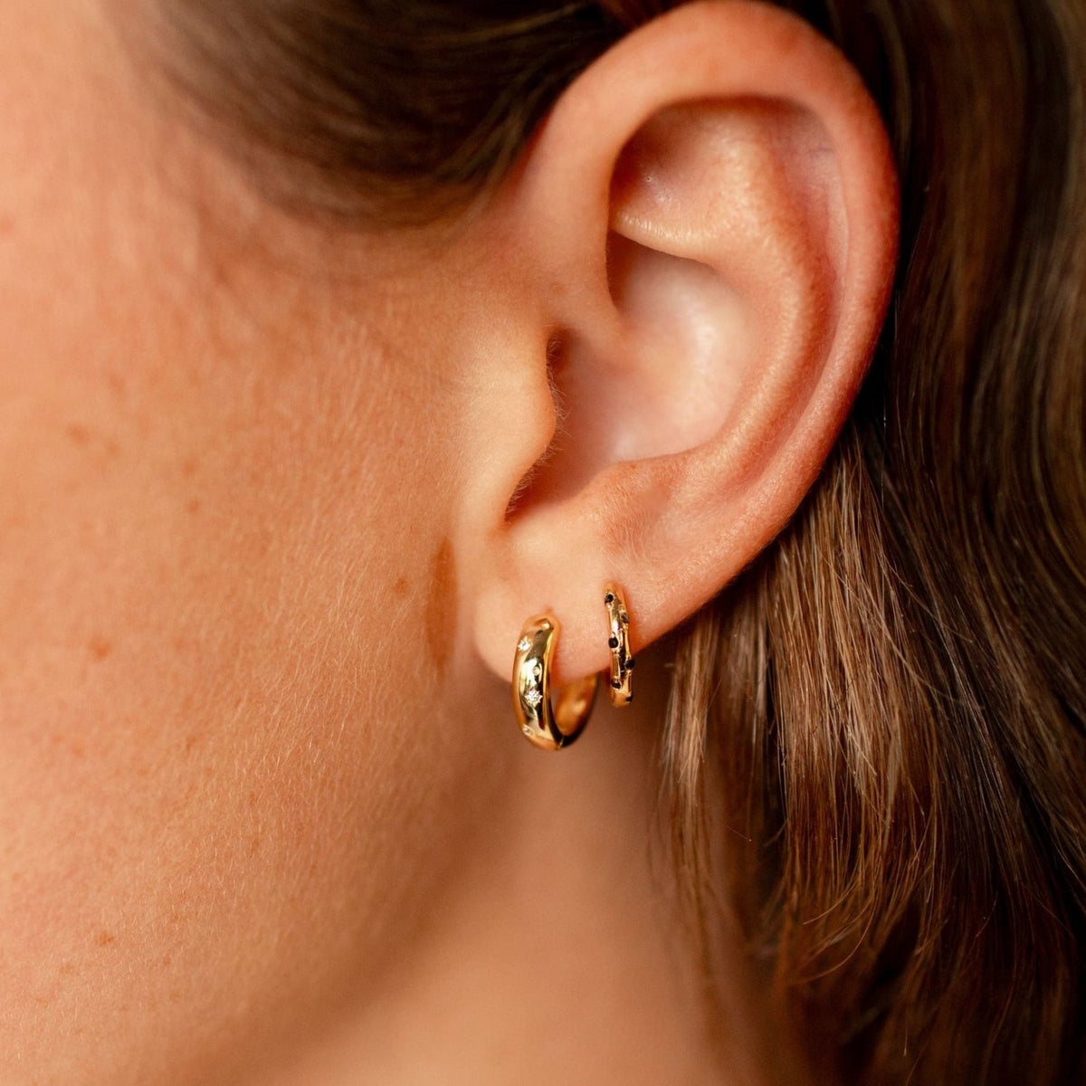 Charli Diamond & Gold Polka Dot Hoops - Poppy & Vine