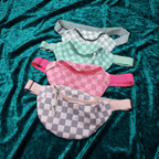 Checkered Belt Bag Fanny Pack Y2K Gen Z Aesthetic win 4 Colors [Violet, Pink, Green, Gray] 9.5" x 6" - Poppy & Vine