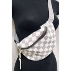 Checkered Belt Bag Fanny Pack Y2K Gen Z Aesthetic win 4 Colors [Violet, Pink, Green, Gray] 9.5" x 6" - Poppy & Vine