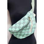 Checkered Belt Bag Fanny Pack Y2K Gen Z Aesthetic win 4 Colors [Violet, Pink, Green, Gray] 9.5" x 6" - Poppy & Vine