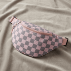 Checkered Belt Bag Fanny Pack Y2K Gen Z Aesthetic win 4 Colors [Violet, Pink, Green, Gray] 9.5" x 6" - Poppy & Vine
