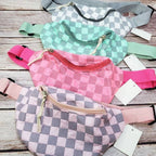 Checkered Belt Bag Fanny Pack Y2K Gen Z Aesthetic win 4 Colors [Violet, Pink, Green, Gray] 9.5" x 6" - Poppy & Vine