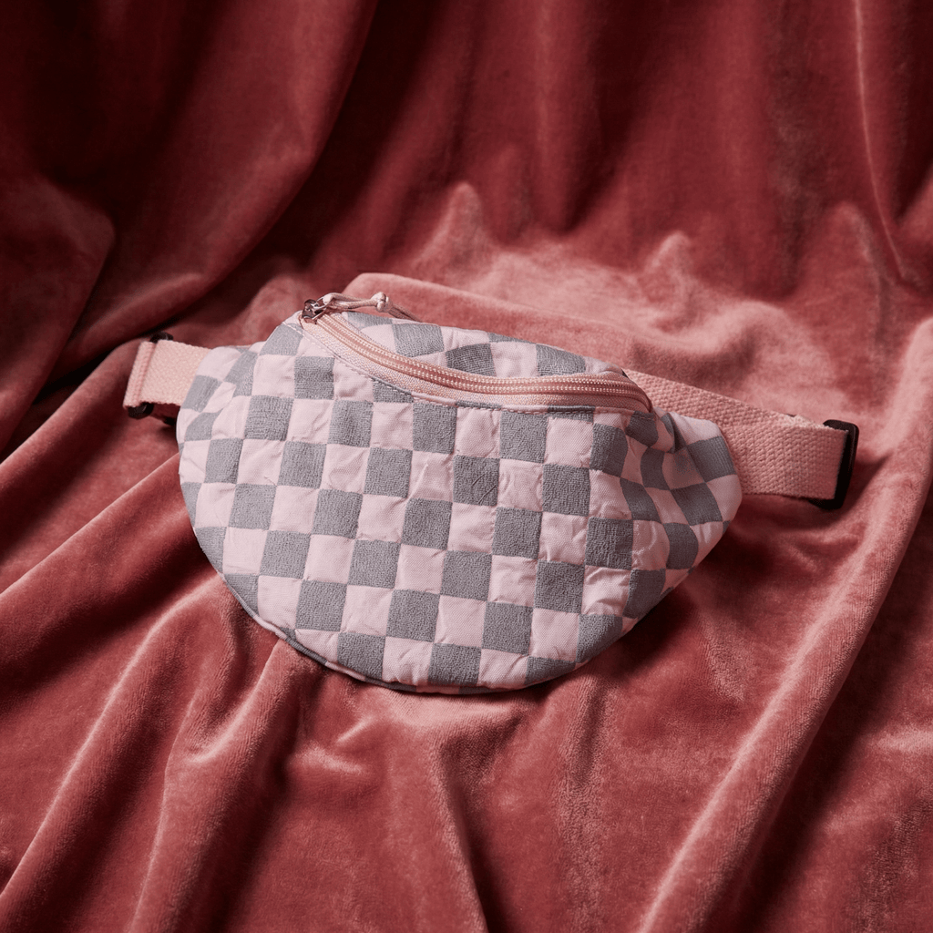 Checkered Belt Bag Fanny Pack Y2K Gen Z Aesthetic win 4 Colors [Violet, Pink, Green, Gray] 9.5" x 6" - Poppy & Vine