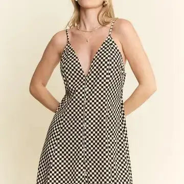CHECKERED SLEEVELESS DRESS - Poppy & Vine