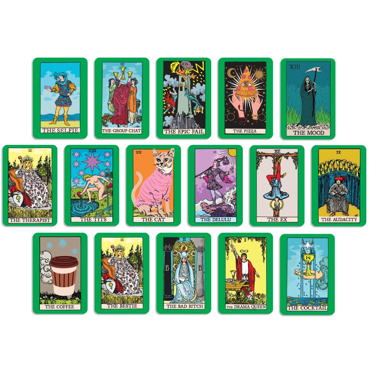 Cheeky Tarot-Inspired Oracle Deck, 16 Cards - Poppy & Vine