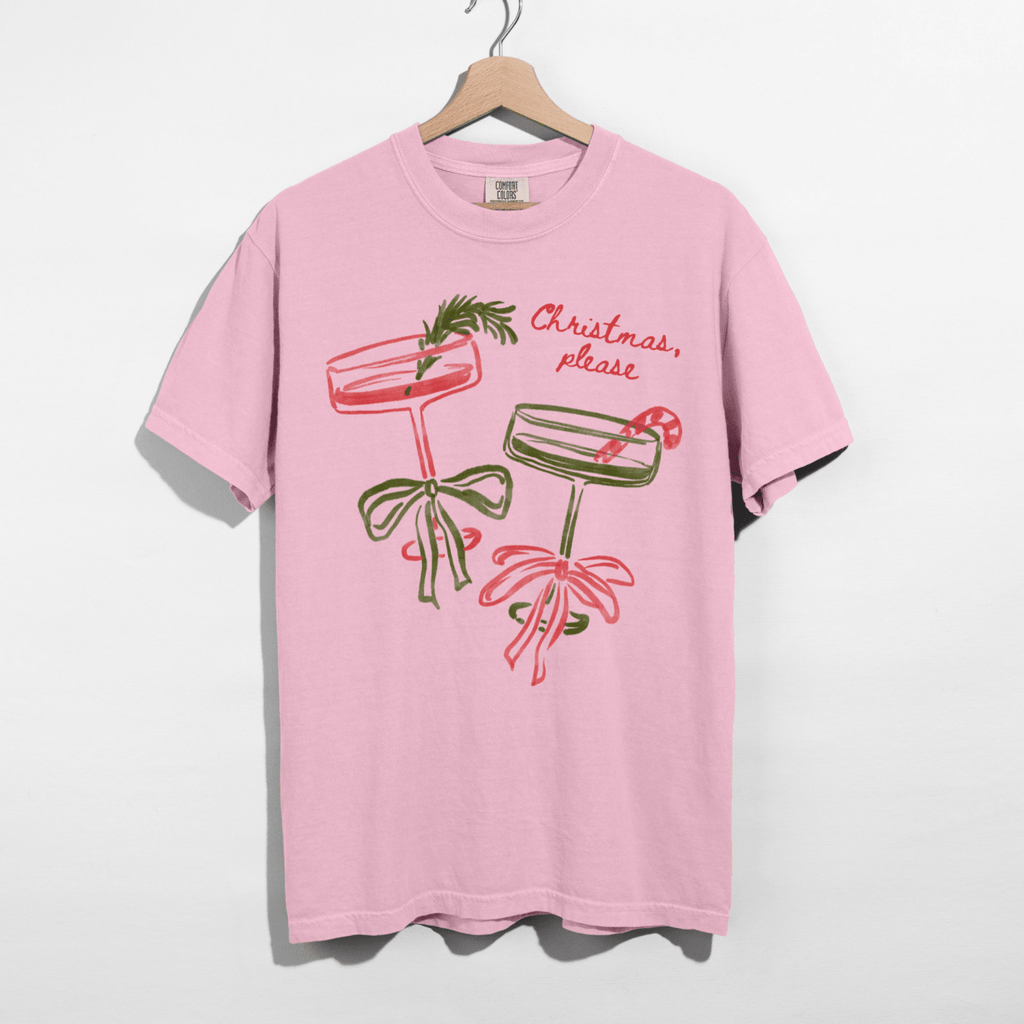 Christmas, Please Cocktail Tee – Festive Holiday Graphic T-Shirt - Poppy & Vine