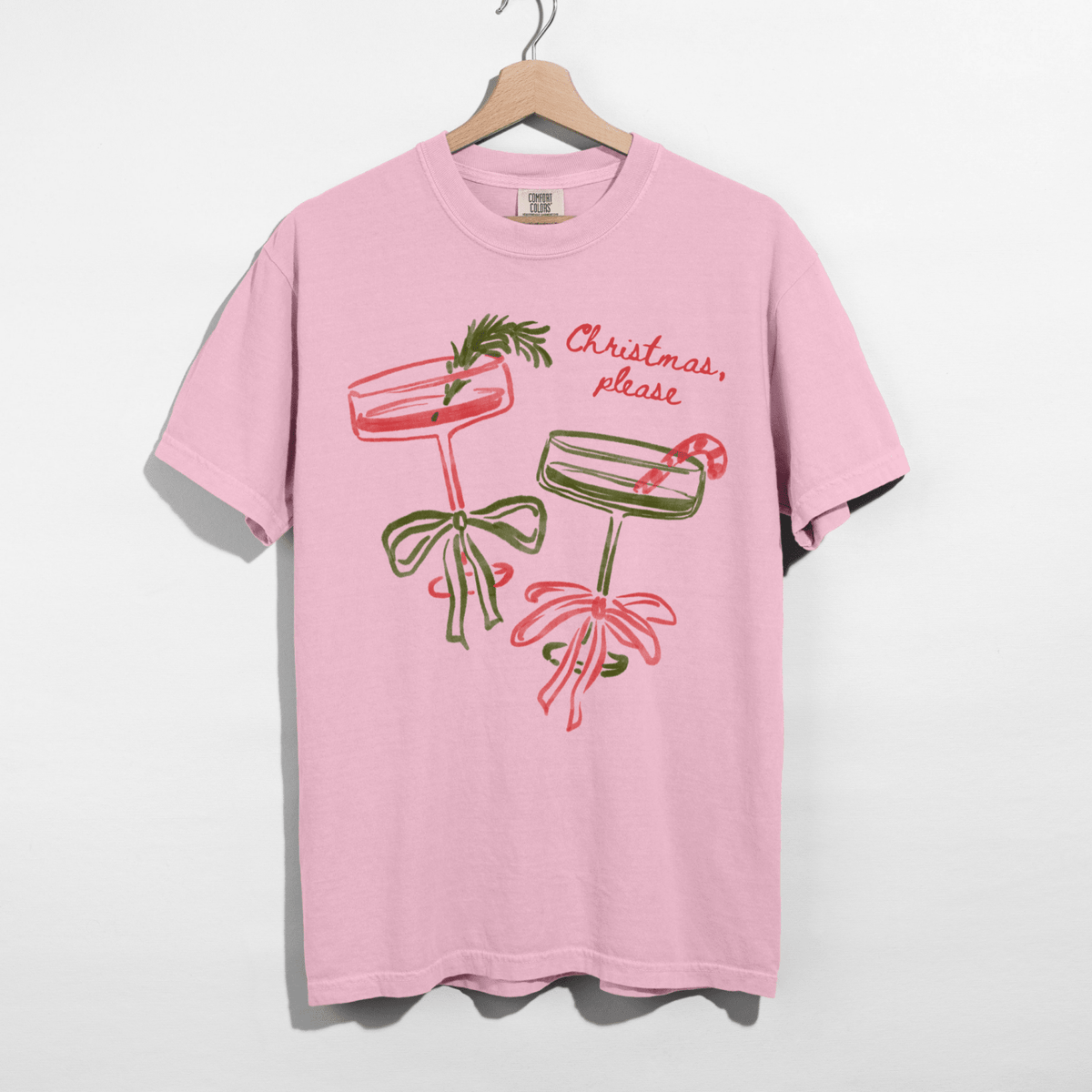 Christmas, Please Cocktail Tee – Festive Holiday Graphic T-Shirt - Poppy & Vine