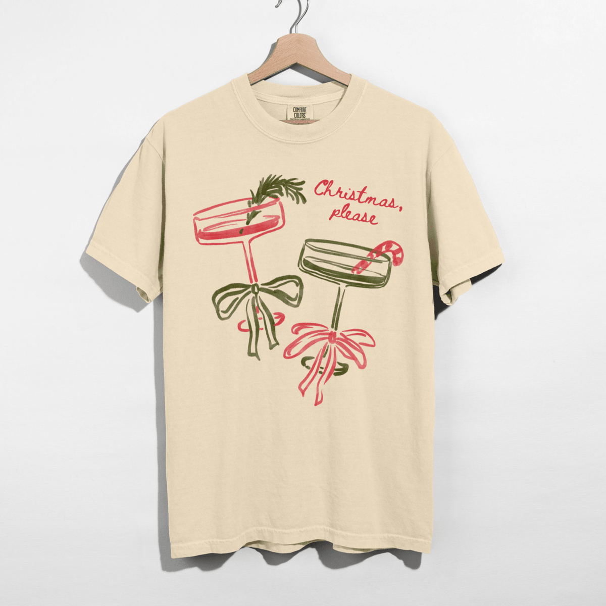 Christmas, Please Cocktail Tee – Festive Holiday Graphic T-Shirt - Poppy & Vine