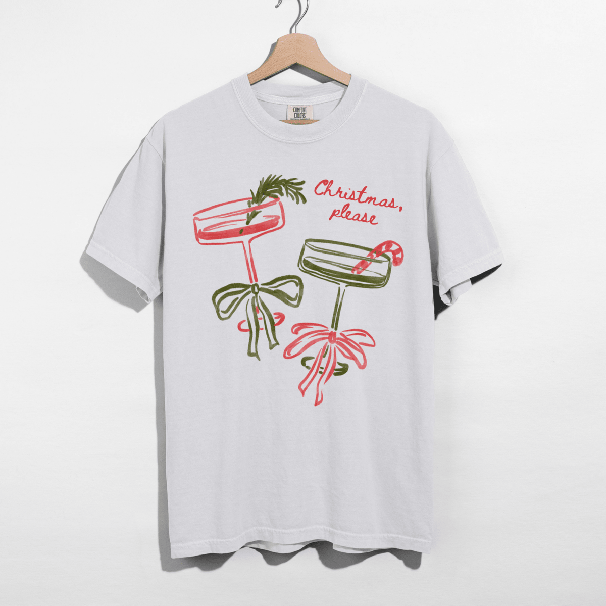 Christmas, Please Cocktail Tee – Festive Holiday Graphic T-Shirt - Poppy & Vine