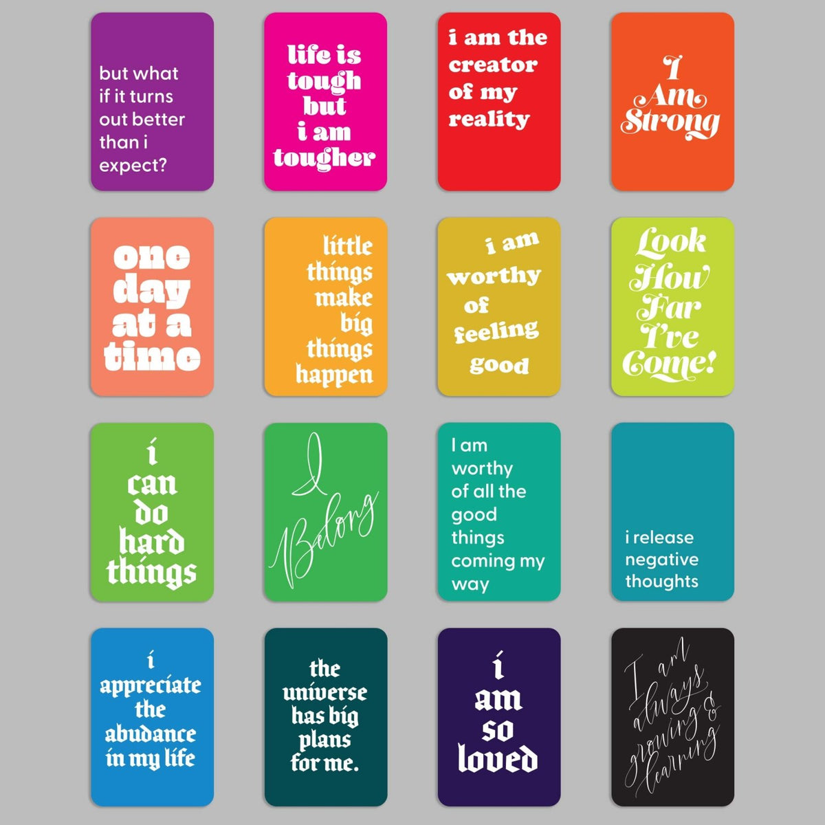 Colorful Affirmation Cards, Deck of 16 - Poppy & Vine